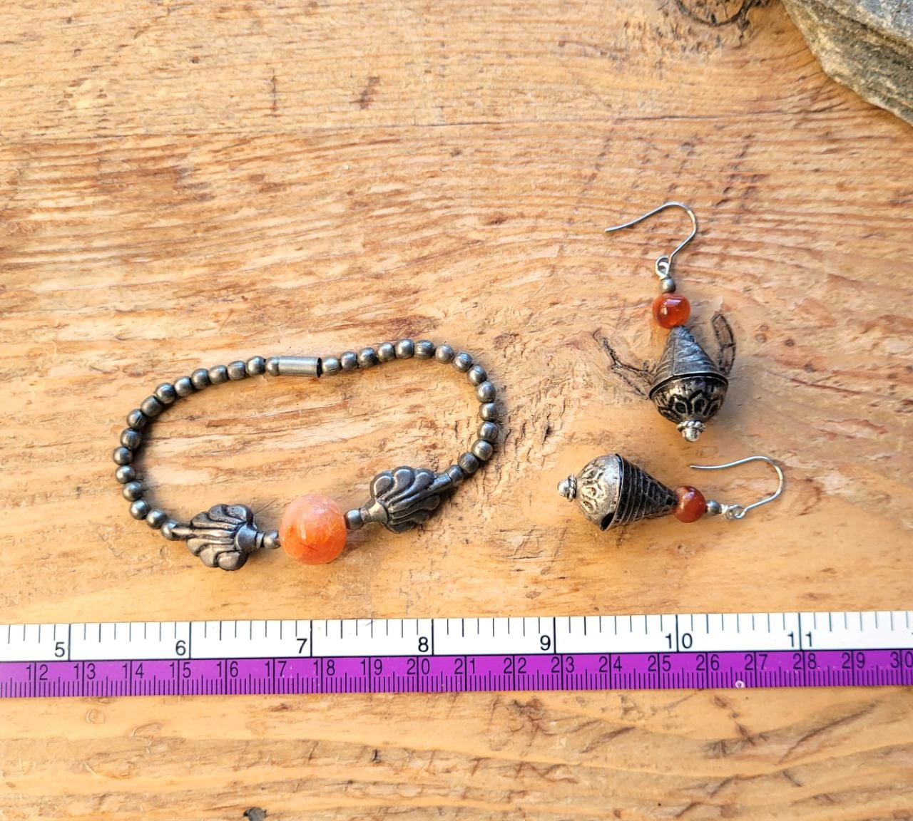 Een Berberse set armband en oorringen, tribale boho chic: cornalijn.. – photo 10